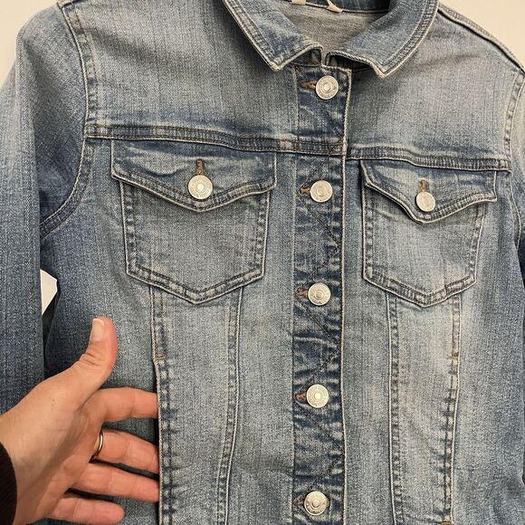 Denim Jean Stretch Jacket Embroidered Flamingo Aloha SZ S/M - Picture 5 of 11